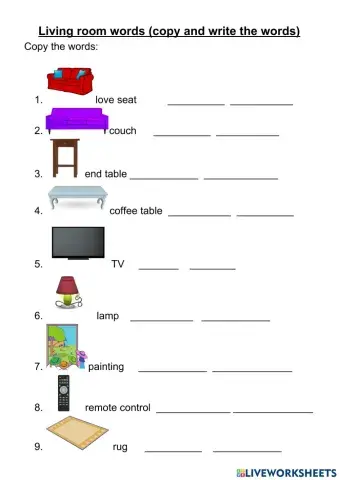 Living room - writing practice