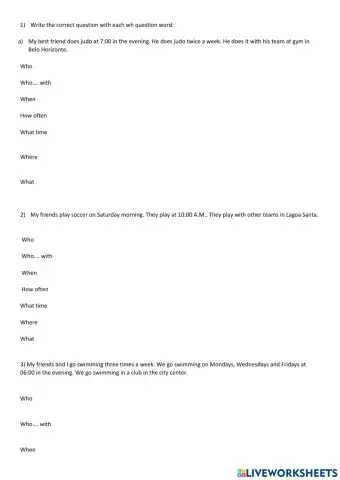 Wh question with sports: go, do, lay