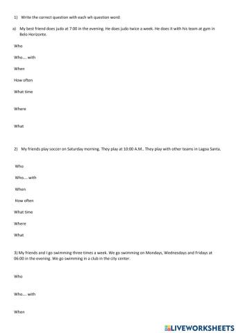 Wh question with sports: go, do, lay