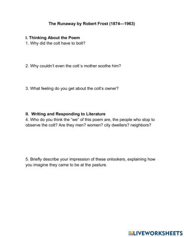 The runaway by Robert Frost -Poem