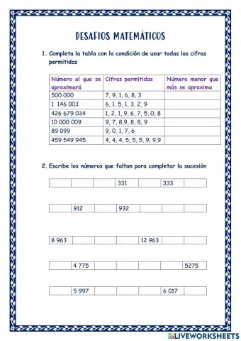 Desafíos matemáticos