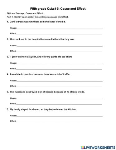 Cause and Effect Quiz