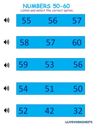 Numbers 50-60