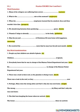 FCE Part 3 and Part 4 RUE