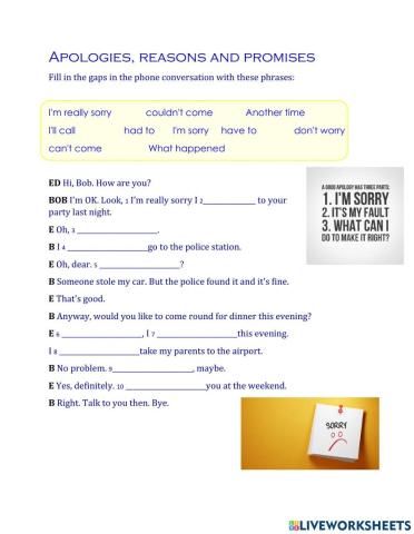 Apologies reasons and promises