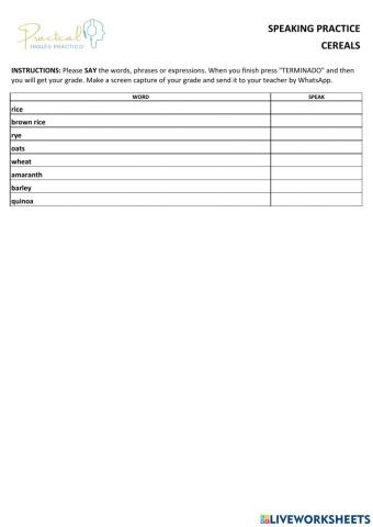Speaking practice - cereals