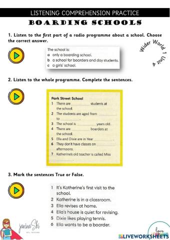 Listening Practice Wider World 1 Unit 4
