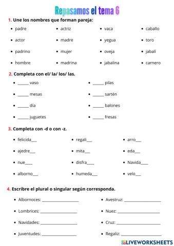 Lengua: Repaso tema 6 