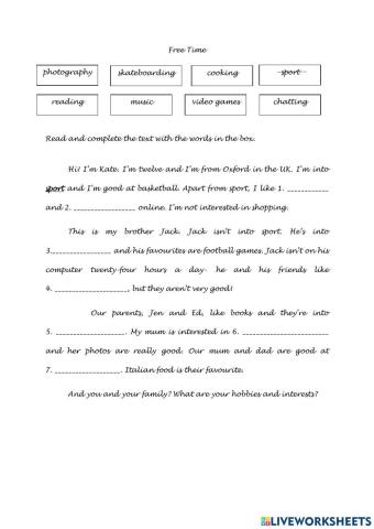 Hobbies and Interests