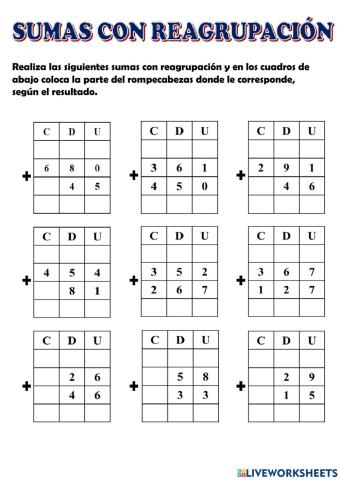 Sumas con reagrupación