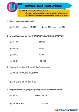 1.1.2 Banding dan Susun Nombor (Tahun 5)