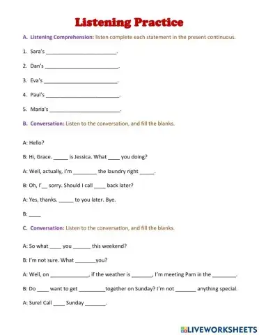 Listening present continuous