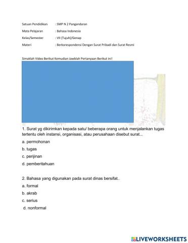 B Indonesia Modul 4 dan soal Surat Resmi dan Pribadi