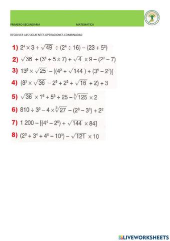 Operaciones combinadas de numeros enteros