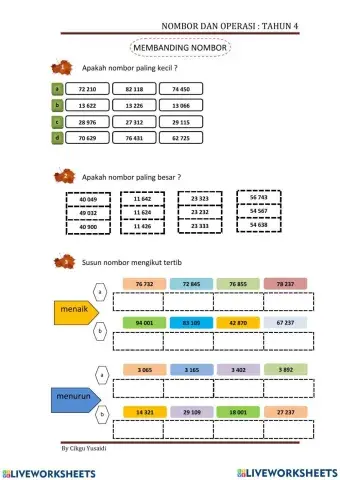 Banding dan susun nombor tahun 4