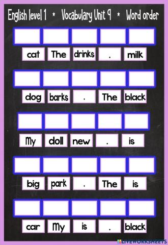 Unit 9 order sentences
