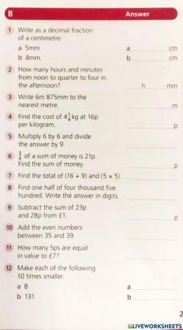 MENTAL MATH SECTION2 TEST 3b