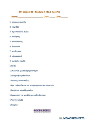 On Screen B1+ Module 4 (4a.1-4a48)b