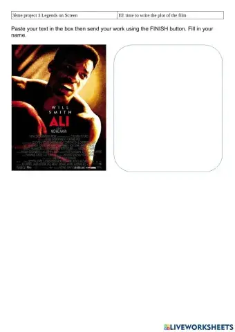 EE write the plot of the film open worksheet