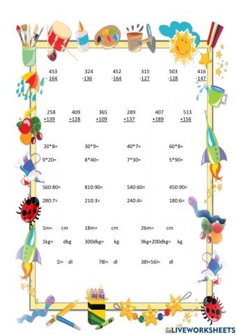 Matematikai műveletek 3.o.