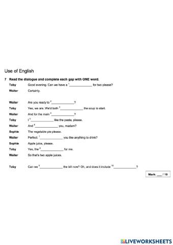 Food, grammar review