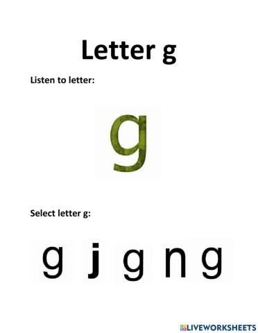 Lowercase letter g