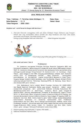 PENILAIAN HARIAN TEMA 7 ST 2