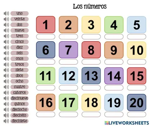 Los números del 1 al 20