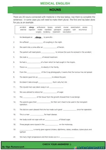 Medical English- NOUNS