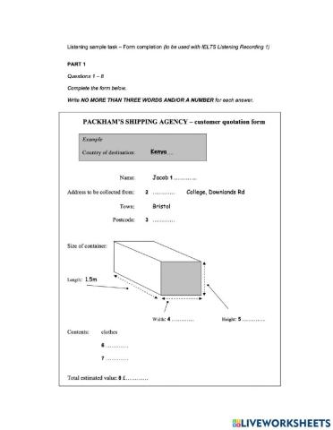IELTS Listening - Form completion and Multiple choice