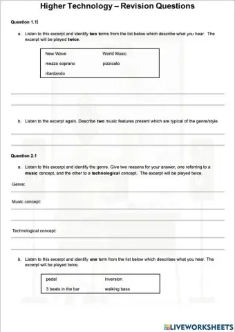 Higher Music Technology Revision Questions 1