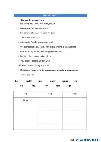 Present simple 1st eso