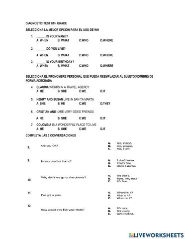 Diagnostic test basic level