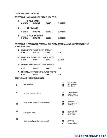Diagnostic test basic level