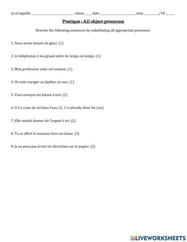 Double object pronouns