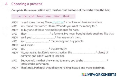 Modals of Probability (can, could, may, might, must, can't)