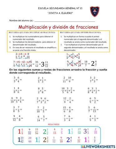 Multiplicación y división de fracciones
