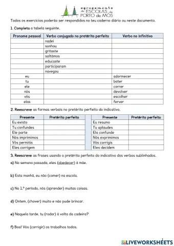 Pretérito Perfeito do indicativo