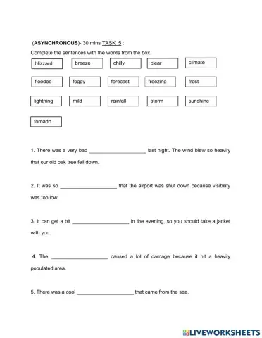 Vocabulary on weather