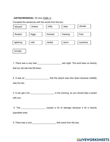 Vocabulary on weather