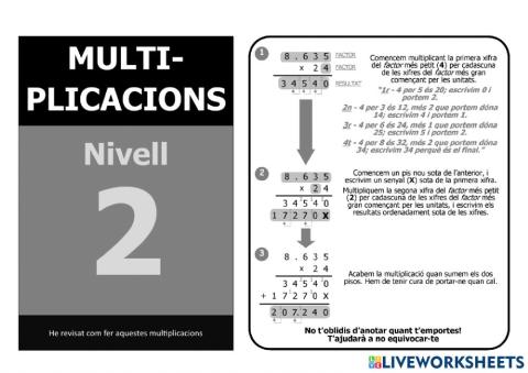 Multiplicacions nivell 5 - 2n nivell - Tutorial