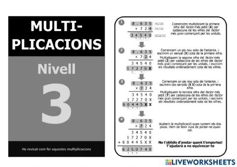 Multiplicacions nivell 5 - 3r nivell - Tutoriañl
