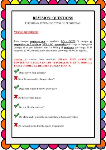 Questions presente simple