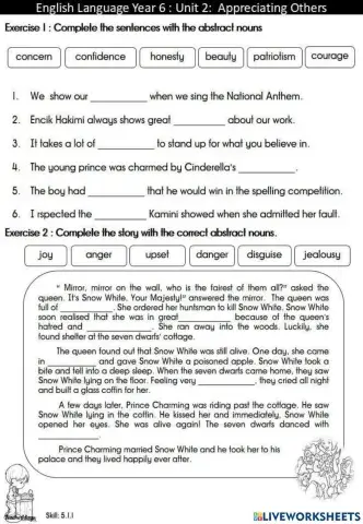 Abstract  nouns year 6 upsr