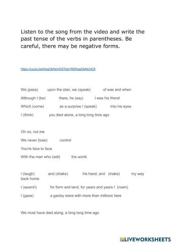 Simple past tense song