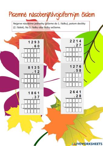 Písemné násobení dvojciferným číslem