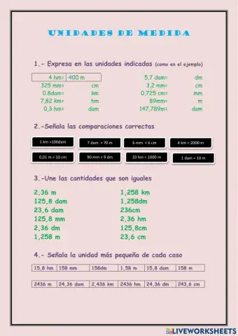 Unidades de medida: LONGITUD