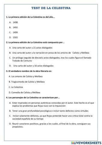 Test de La Celestina