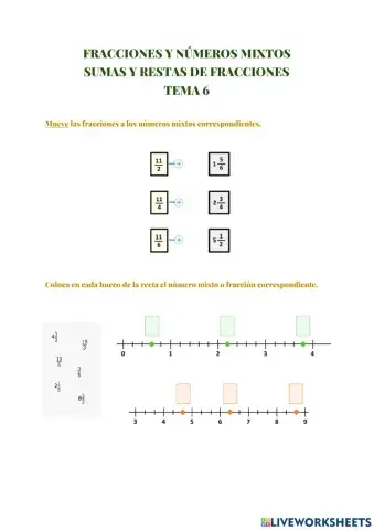 Fracciones, números mixtos, suma y resta
