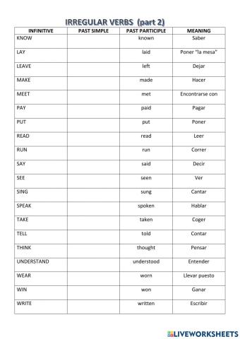 Irregular verbs part 2